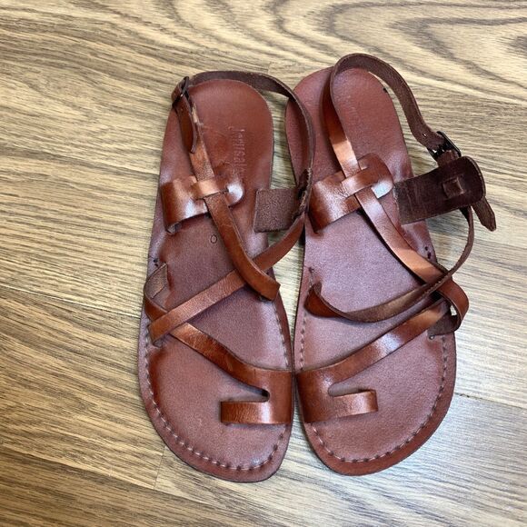 Biblical Jerusalem Size 40 8.5 - 9 Women Brown Leather Strap Buckle Handmade - Picture 7 of 10